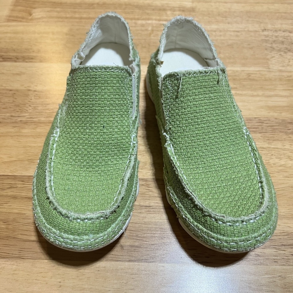 TONY LAMA Canvas Lightweight Slip On Shoes (Green) Men's US 5.5B